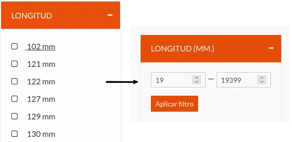 Nuevo filtro tipo rango en las categorías