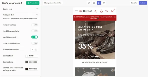 Aspecto y diseño: Más personalización sin código y vista previa en vivo
