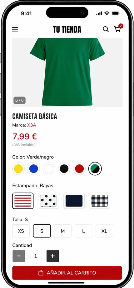 Imágenes personalizadas para colores, estampados y otros valores de atributos